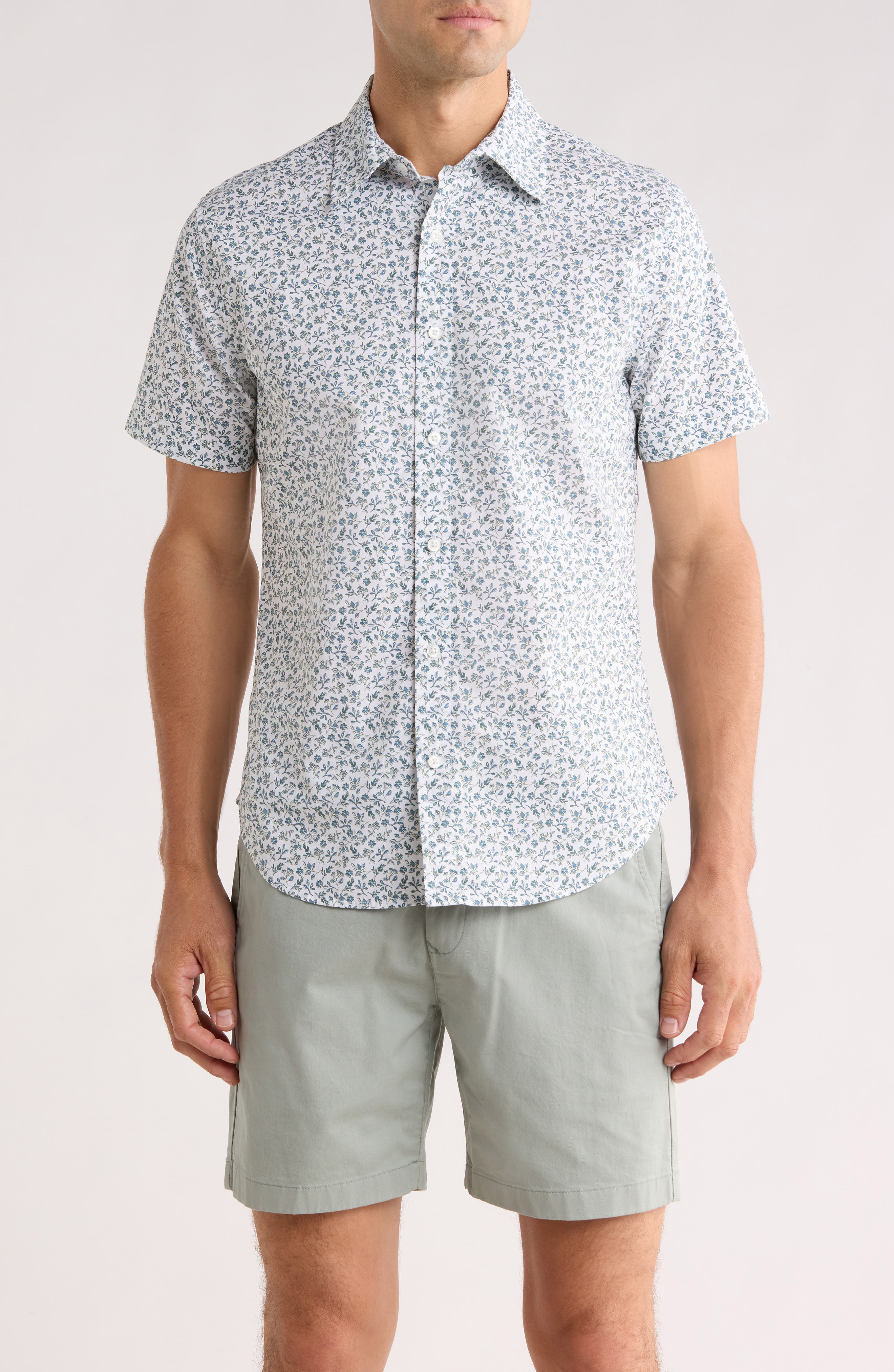Bonobos Kenria Floral Slim Fit Short Sleeve Stretch Cotton Button-Up Shirt