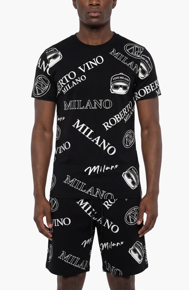 Roberto Vino All Over Icon Short Set, Main, color, Black