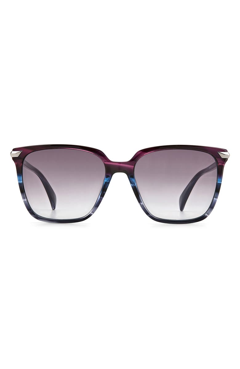 rag & bone 55mm Gradient Rectangle Sunglasses, Main, color, Blue Violet