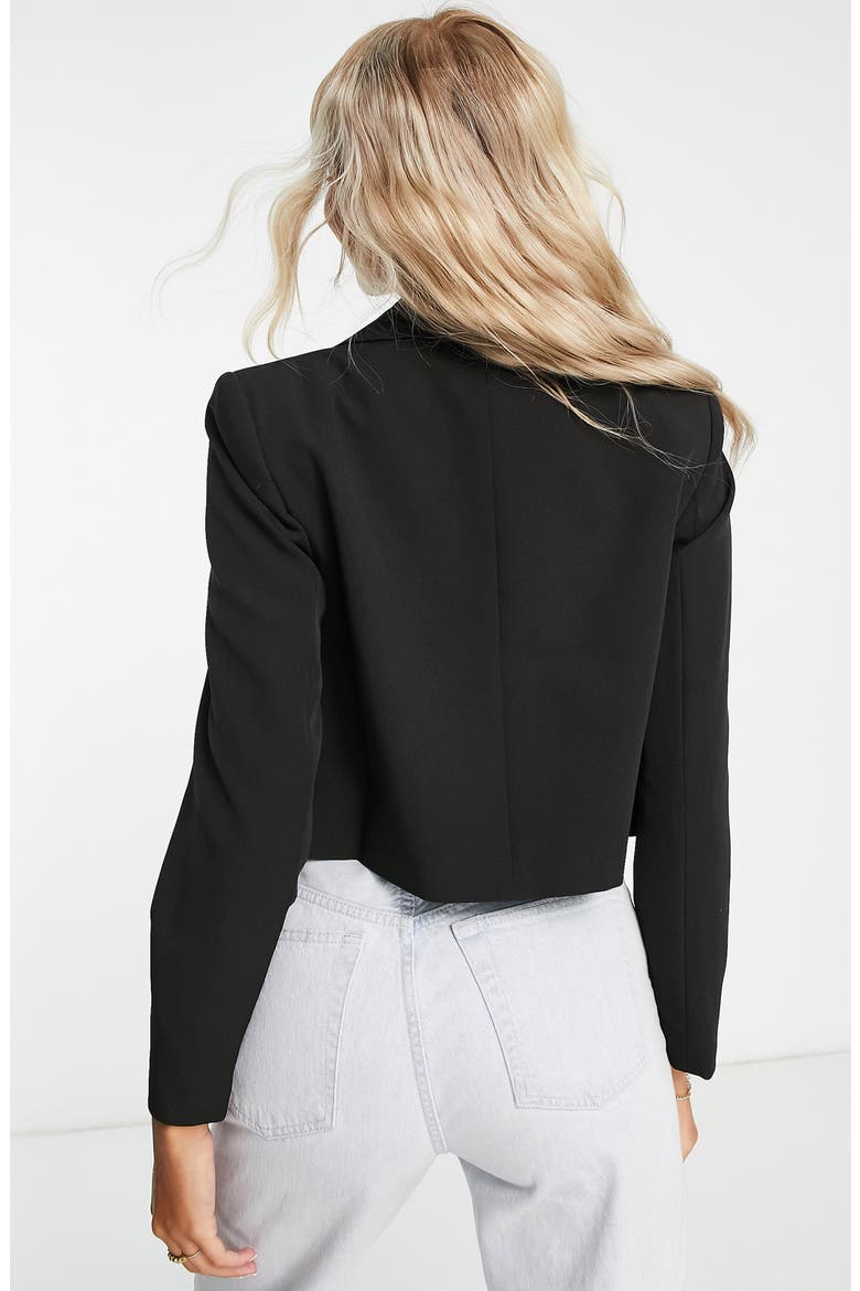Military Crop Blazer, Alternate, color, BLACK