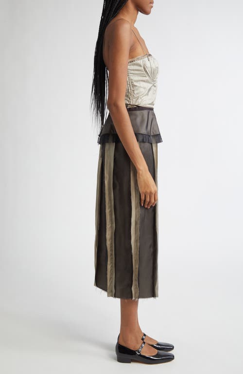 Maison Margiela Multicolor Silk Midi Dress In Stone And Moon Rock
