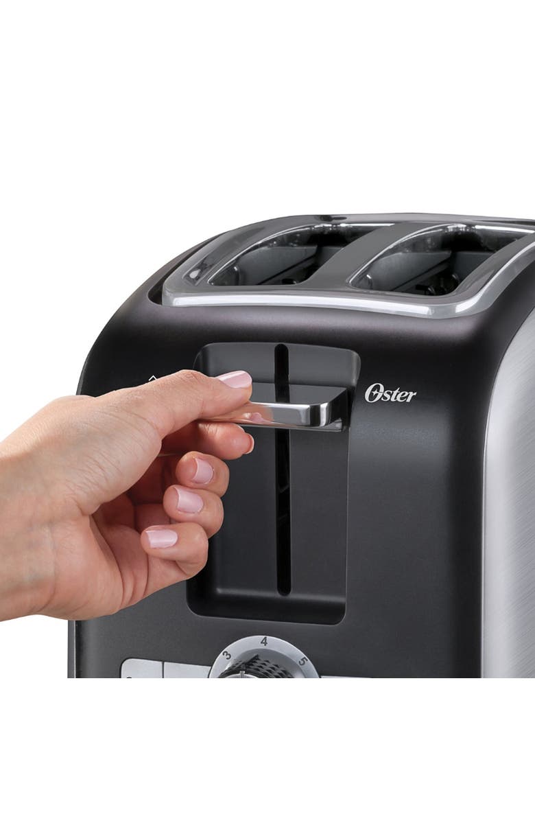 OSTER 2 Slice Toaster with Extra-Wide Slots in Brushed Stainless Steel, Alternate, color, Black