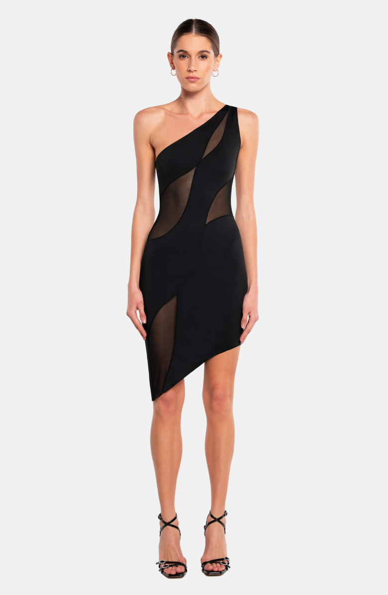 OW Collection CURVE Mini Dress, Main, color, Black