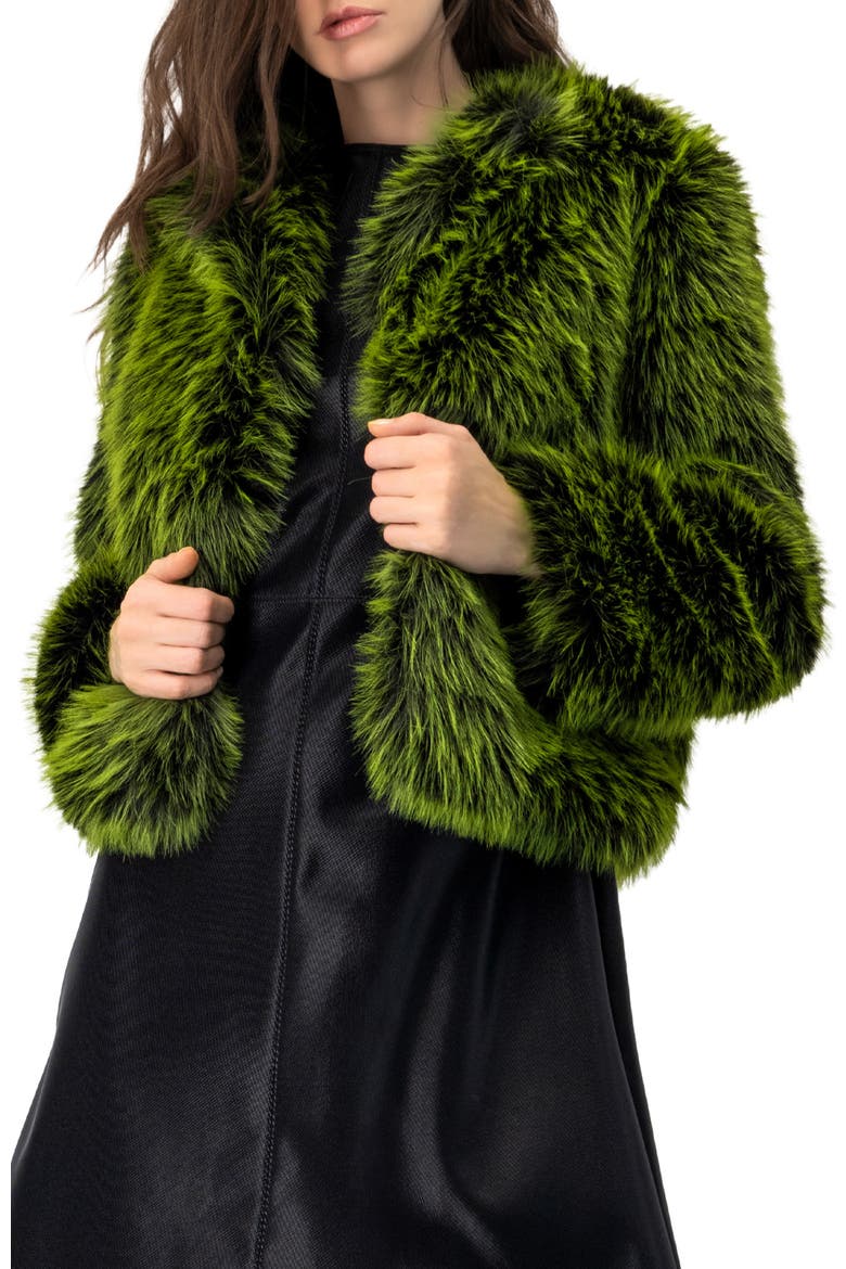 Faux Fur Short Coat, Main, color, Dark Green