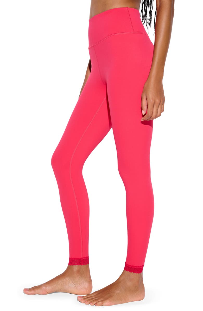 Spiritual Gangster Lotus Lace Trim Leggings, Alternate, color, Passion Flower