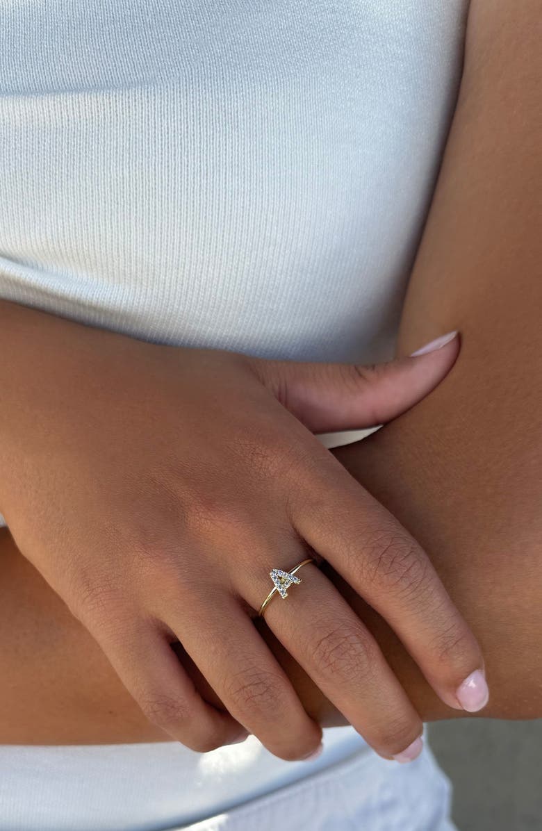 Adornia Pavé CZ Initial Charm Ring, Alternate, color, Gold -A