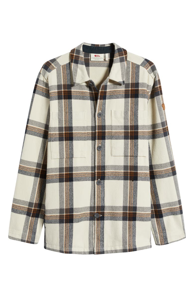 Fjällräven Singi Organic Cotton Flannel Overshirt, Alternate, color, Chalk White-Dark Navy