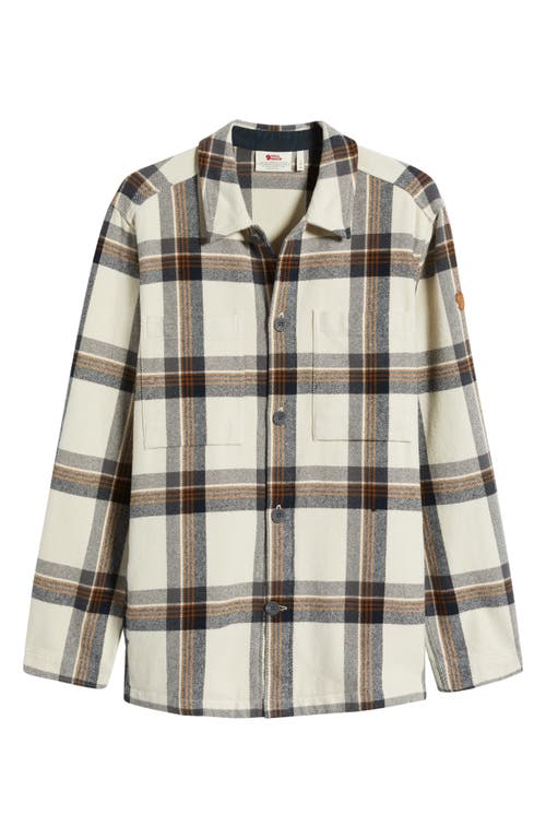 Fjall Raven Fjällräven Singi Organic Cotton Flannel Overshirt In Chalk White-dark Navy