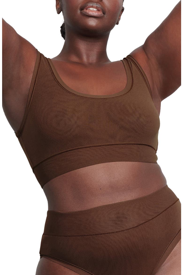 Summer Mesh Scoop Bralette, Main, color, COCOA