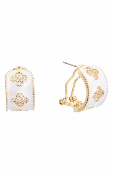 Juvell Pavé Clover Hoop Earrings