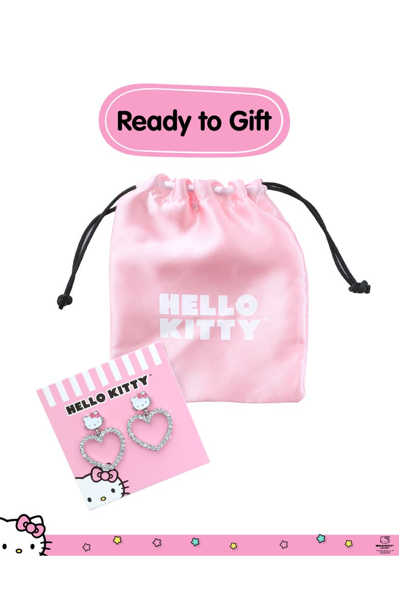 Hello Kitty Heart Dangle Drop Earrings, Alternate, color, Silver