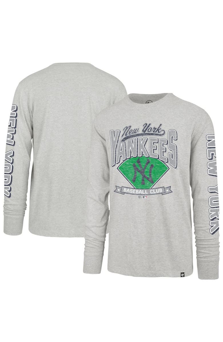 '47 Men's '47 Gray New York Yankees Fair Ball Franklin Long Sleeve T-Shirt, Main, color,