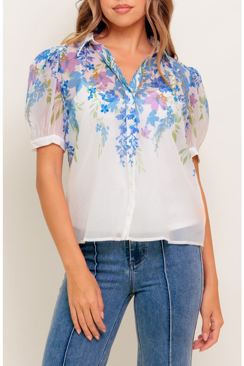 Short Sleeve Woven Top, Main, color, IVORY