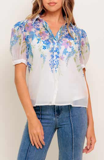 FLYING TOMATO Short Sleeve Woven Top