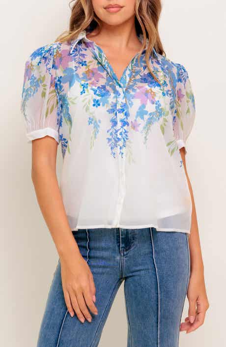 FLYING TOMATO Short Sleeve Woven Top