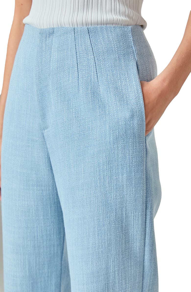 Endless Rose Clean Waist Relaxed Fit Tweed Pants, Alternate, color, Blue