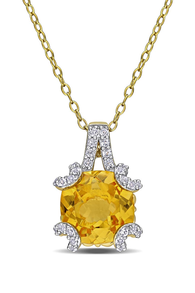White Topaz & Semiprecious Stone Pendant Necklace, Main, color, YELLOW