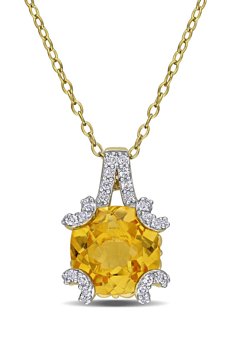 DELMAR White Topaz & Semiprecious Stone Pendant Necklace, Main, color, Yellow