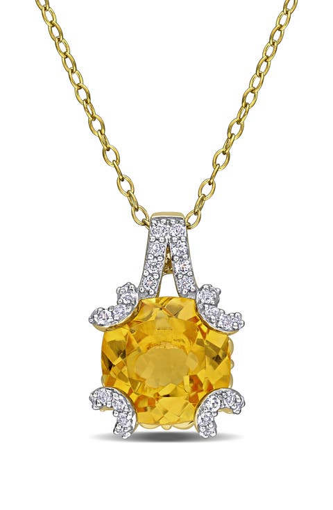 White Topaz & Semiprecious Stone Pendant Necklace