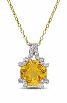 DELMAR White Topaz & Semiprecious Stone Pendant Necklace