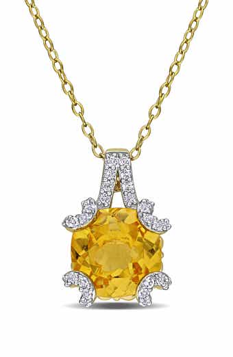 White Topaz & Semiprecious Stone Pendant Necklace