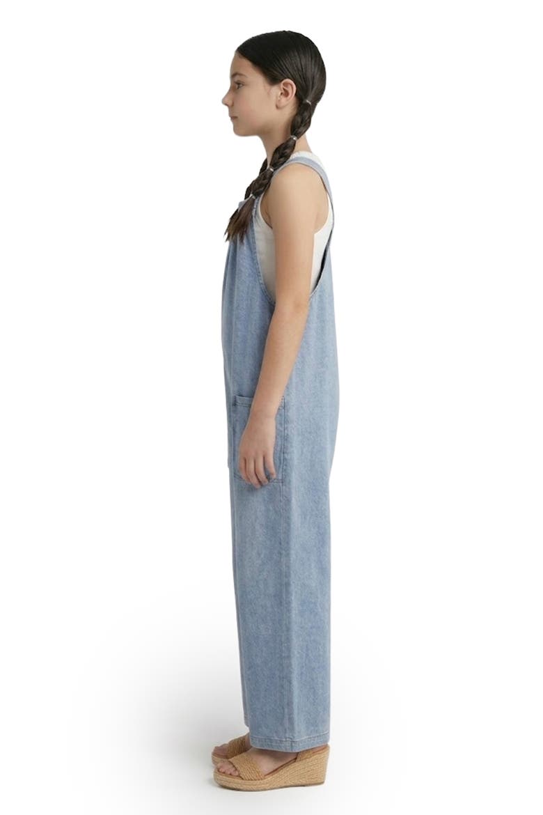 Kids' Denim Wide Leg Overalls, Alternate, color, BLUE