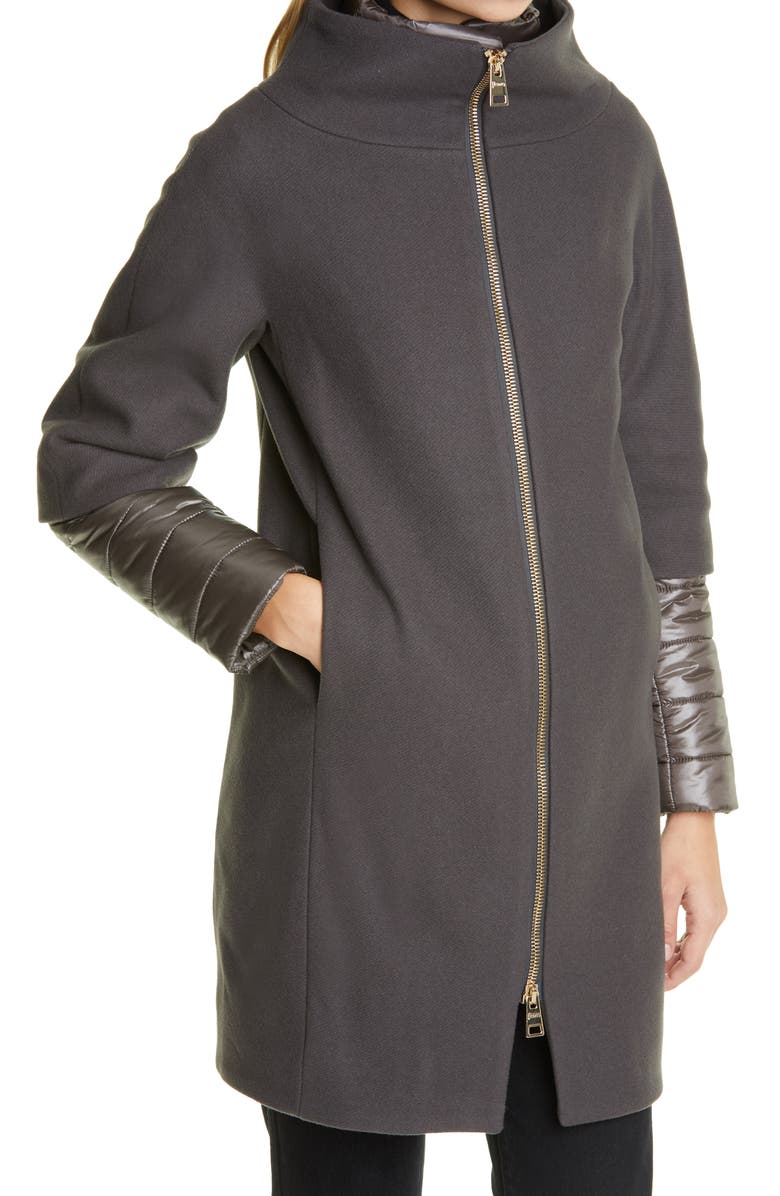 Herno Wool Blend Cocoon Coat with Removable Sleeves & Bib, Alternate, color, 