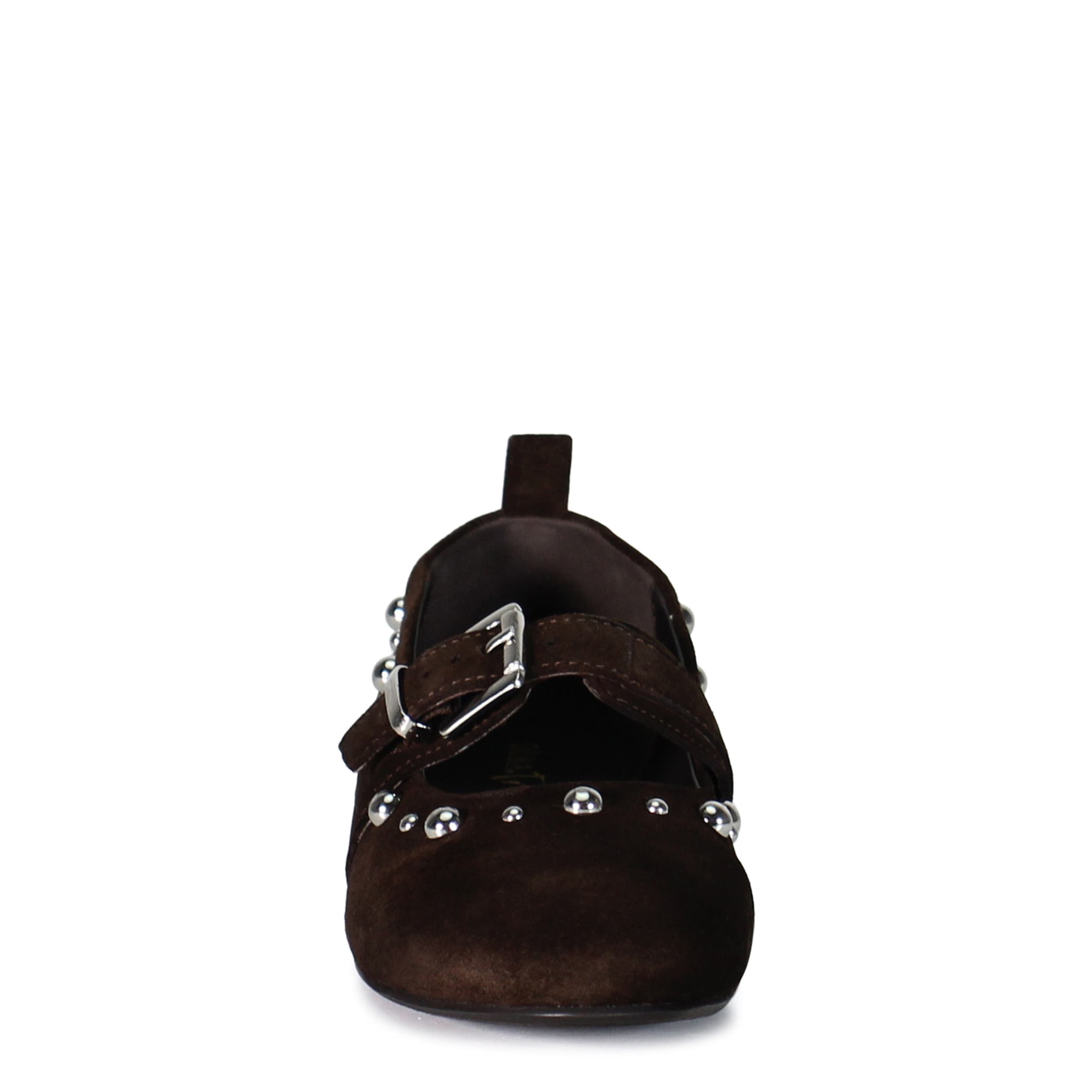 EXEC UTIVE Suede Mary Jane Flat, Alternate, color, Chocolate