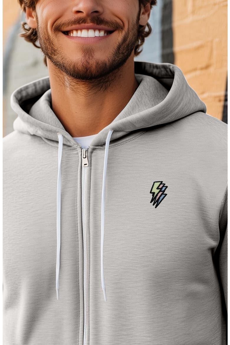 Lightning Bolt Zip Hoodie, Alternate, color, Silver