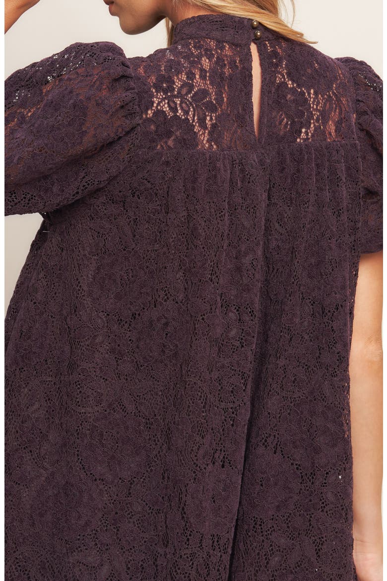 Puff Sleeve Babydoll Minidress, Alternate, color, WINE