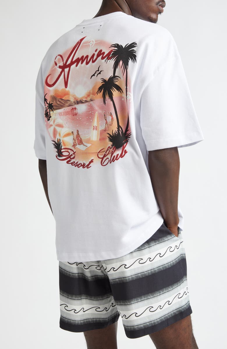 AMIRI Oversize Airbrush Logo Graphic T-Shirt, Alternate, color, White