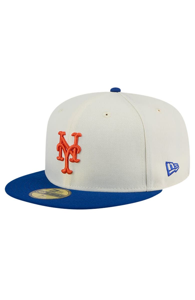 New Era Men's New Era Cream New York Mets Evergreen Chrome 59FIFTY Fitted Hat, Main, color, 