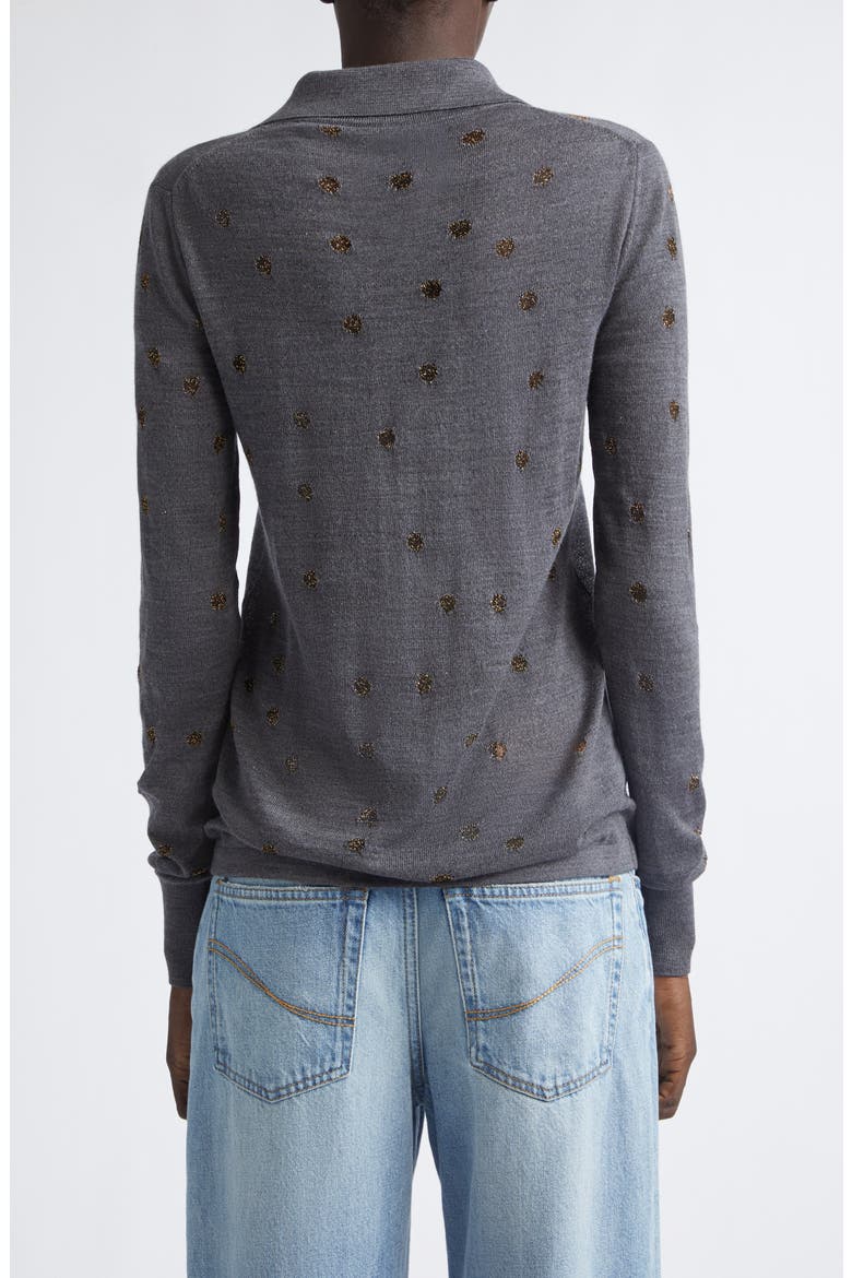 Glitter Dot Wool Blend Polo Sweater, Alternate, color, GREY MELANGE