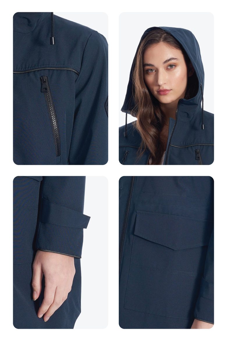 Kusawa - Mid-length Hooded Drawstring-Waist Raincoat, Alternate, color, Navy