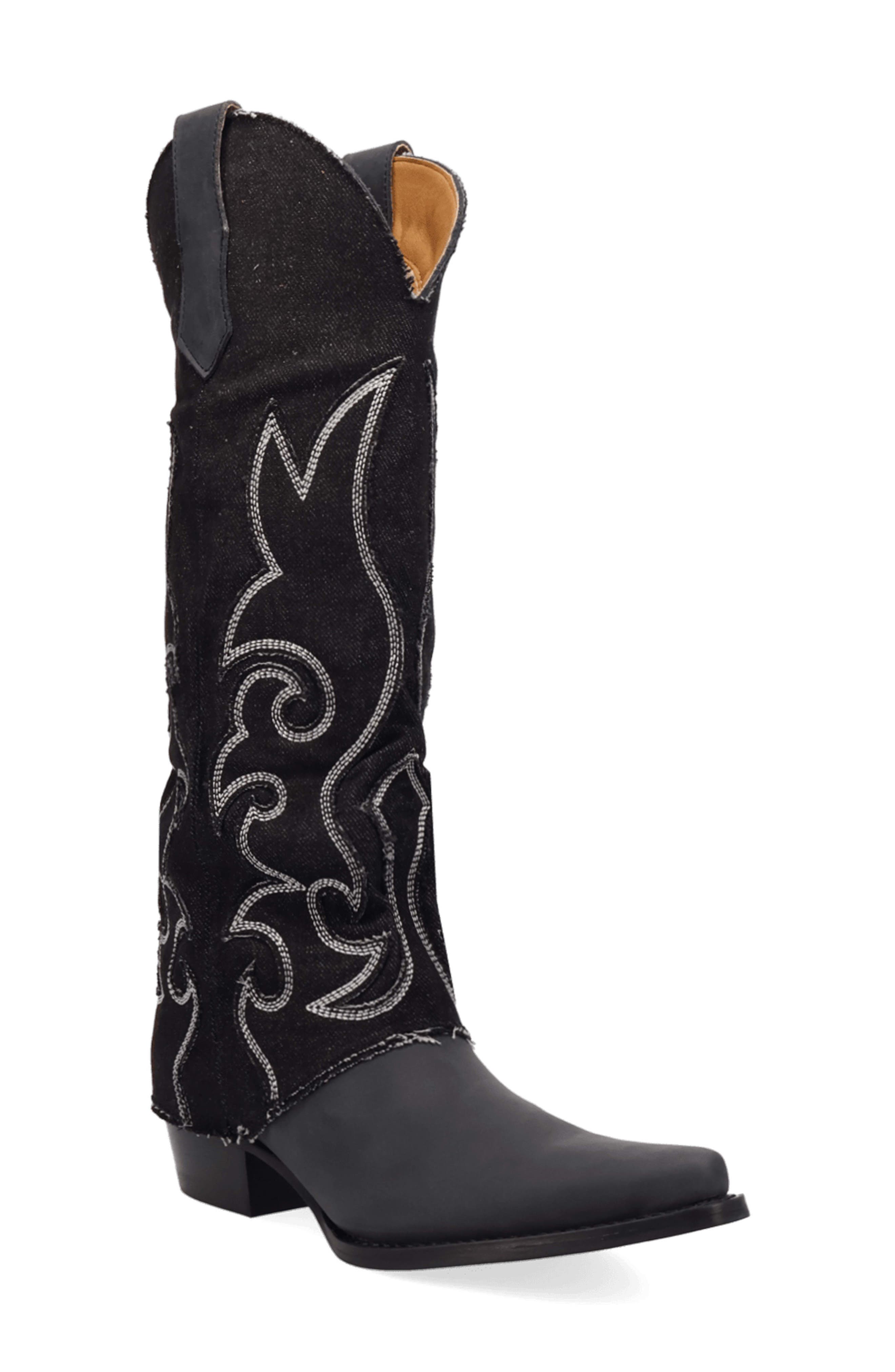 Knee High Western Boot, Main, color, BLACK/ BLACK