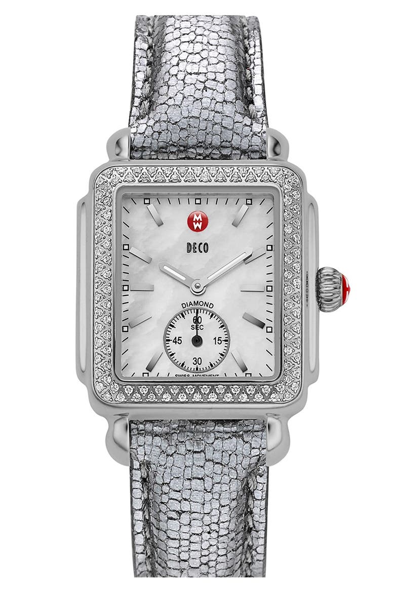 Deco 16 Diamond Watch Head, 29mm x 31mm, Alternate, color, SILVER