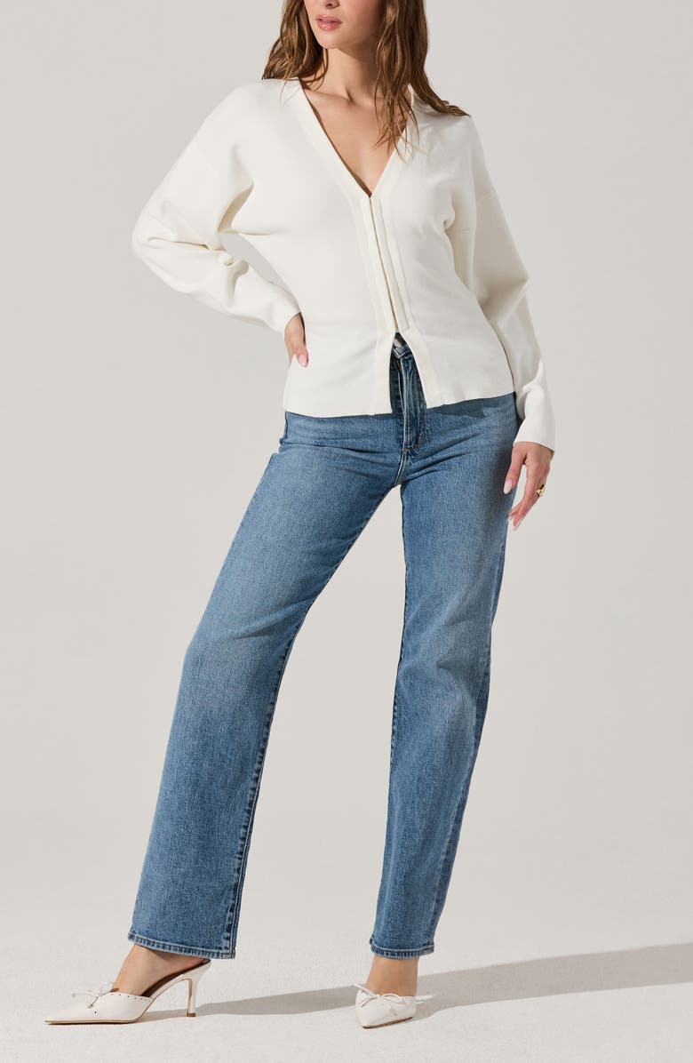 ASTR the Label Hook Closure Cardigan, Alternate, color, White