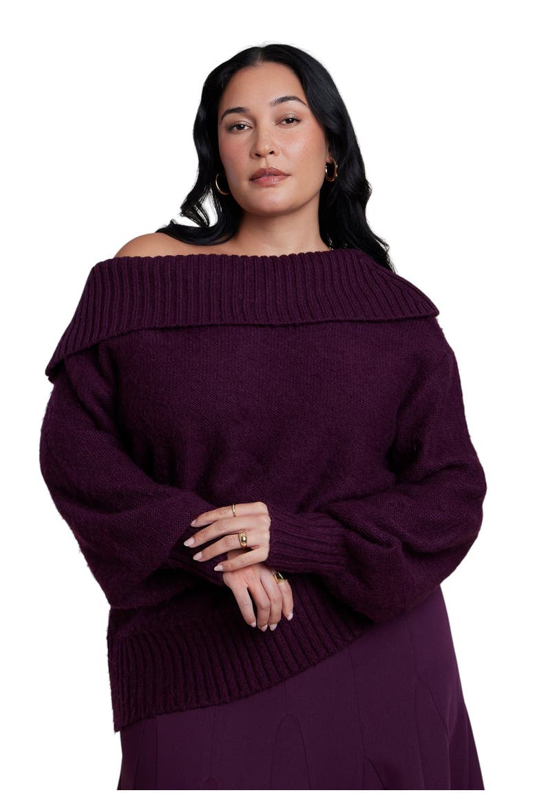 Off The Shoulder Oversized Sweater (plus), Main, color, POTENT PURPLE