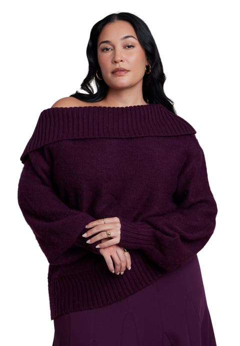 Off The Shoulder Oversized Sweater (plus)