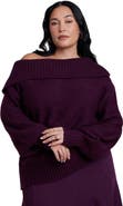 ELOQUII Off The Shoulder Oversized Sweater