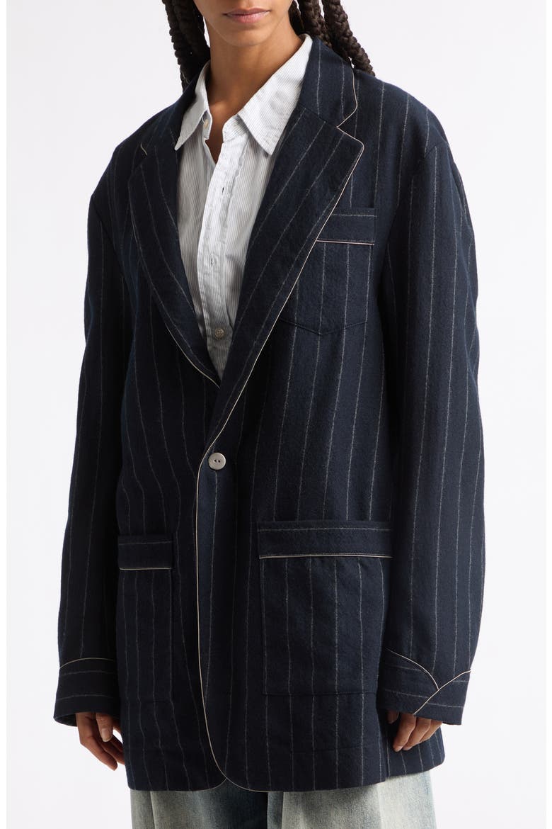 Ragged Pinstriped Wool Blazer, Alternate, color, NAVY AND WHITE STRIPE