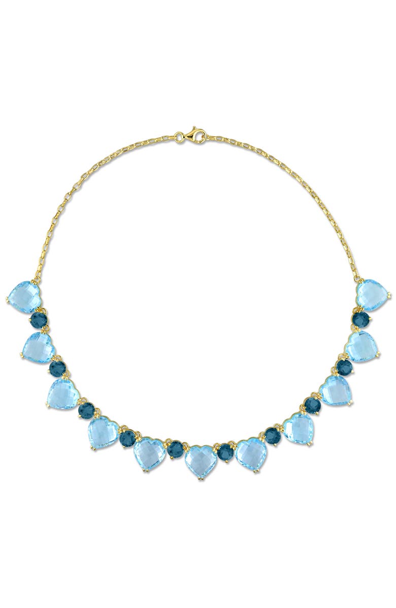 Julianna B. Blue Topaz Heart & Round Necklace Yellow Silver, Alternate, color, Blue Topaz