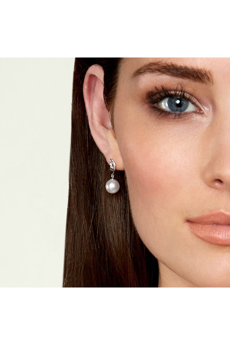 14K Gold South Sea Pearl & Diamond Symphony Earrings, Alternate, color, White Gold