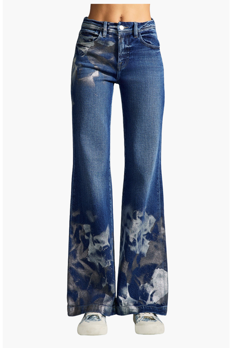 Rosaline Premier High Rise Holly Flare Jeans, Main, color, Dark Wash / Silver
