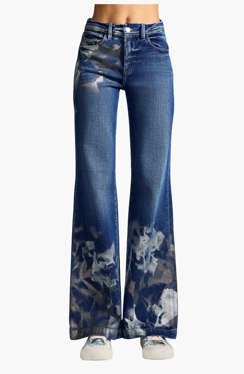 KanCan Premier Rosaline Premier High Rise Holly Flare Jeans, Main, color, Dark Wash / Silver