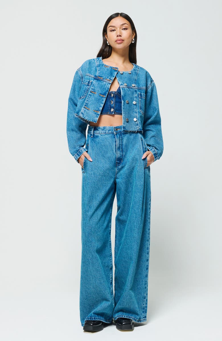 ÉTICA Raven Pleated High Waist Wide Leg Jeans, Alternate, color,