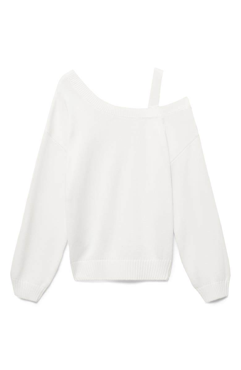MANGO TEEN Off the Shoulder Cotton Sweater, Alternate, color, Off White