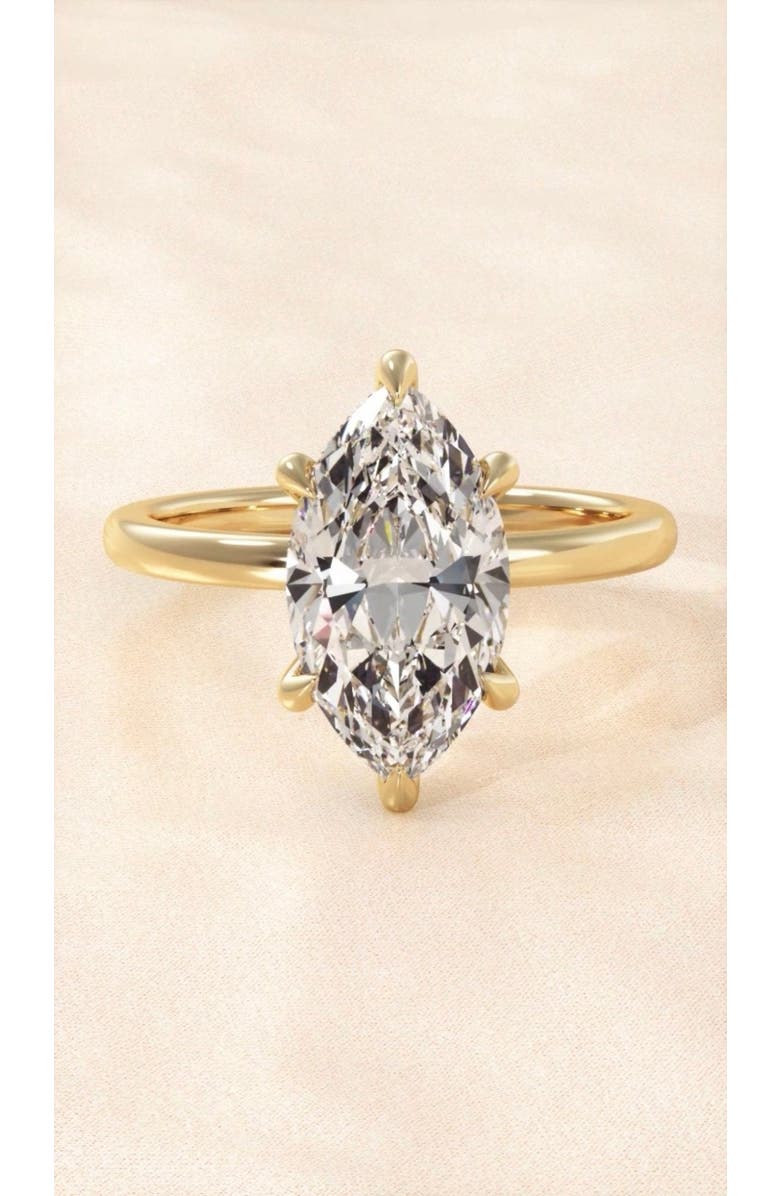 Balacia Marquise Diamond Solitaire Hidden Halo Engagement Ring, Alternate, color, Yellow Gold