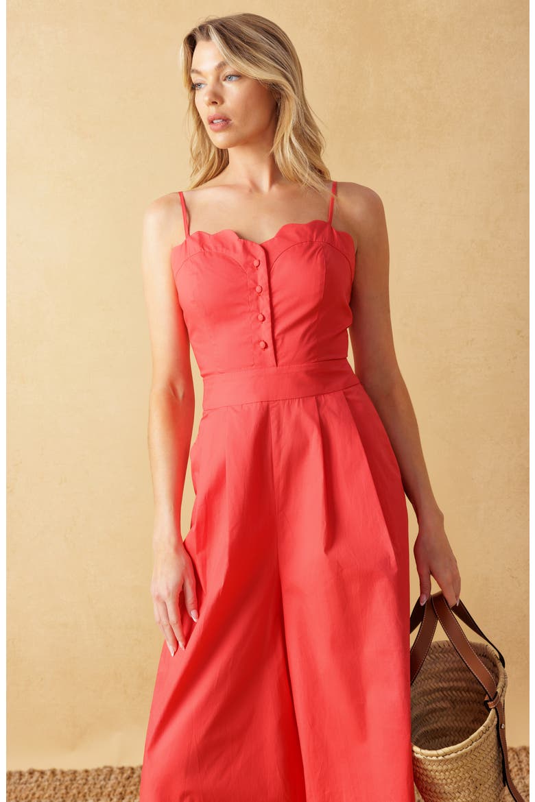 Solid Wide Leg Jumpsuit, Alternate, color, CORAL