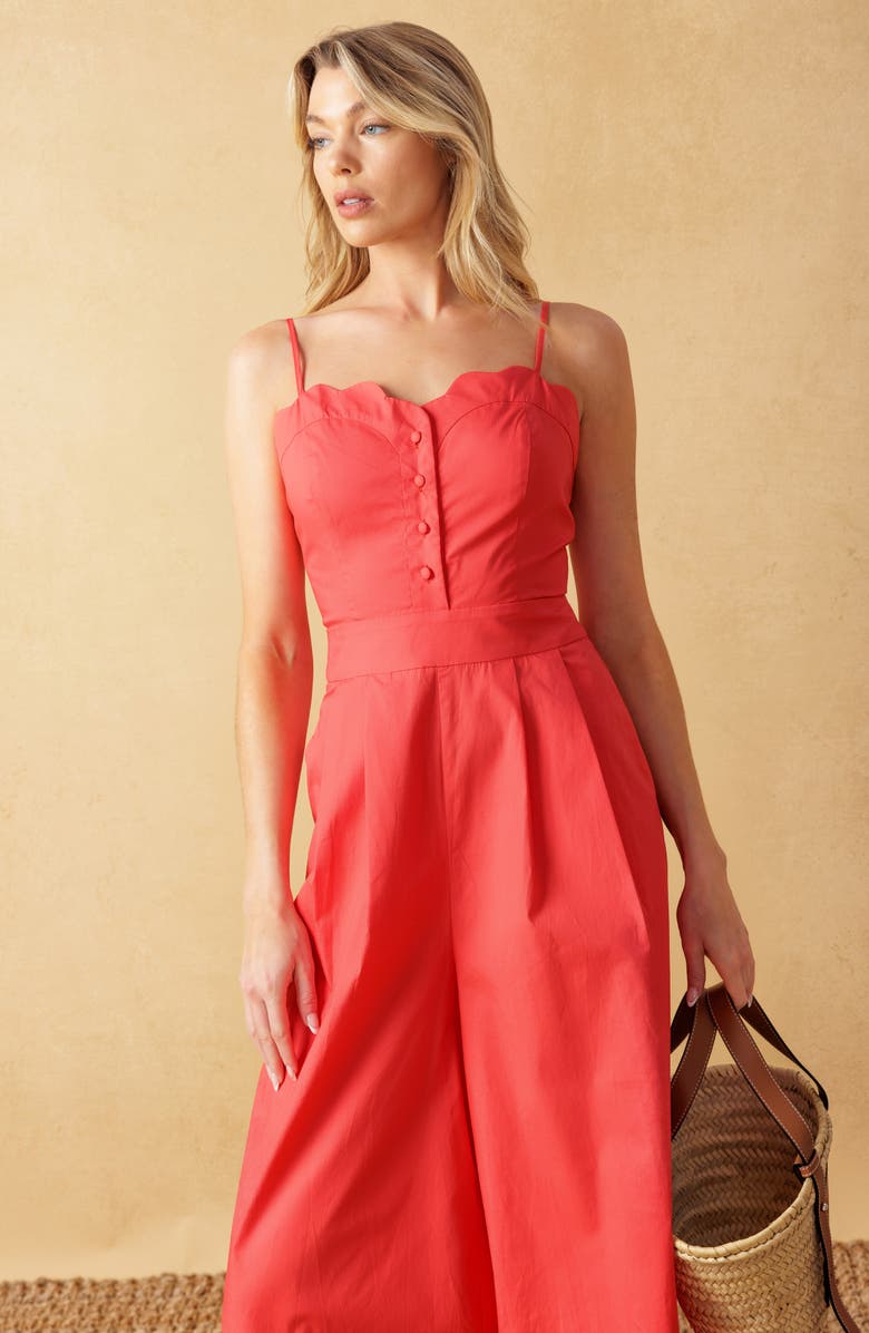 FLYING TOMATO Solid Wide Leg Jumpsuit, Alternate, color, Coral